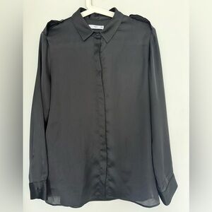 Mango (MNG Suit) Black Button-Up Blouse